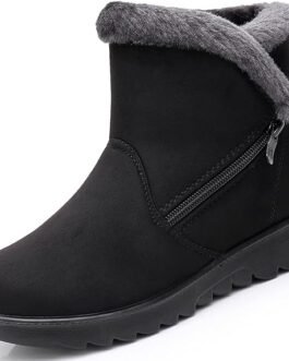 Botas de Nieve Casual Calzado Piel Forradas Calientes Planas Outdoor Boots Antideslizantes para Mujer