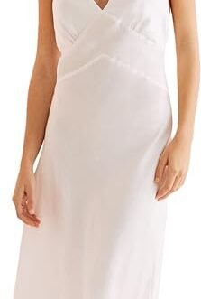 Women’secret Camisón Midi Satén Encaje Blanco Mujer