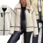 Chaqueta Sherpa Felpa con cuello de hebilla para mujer